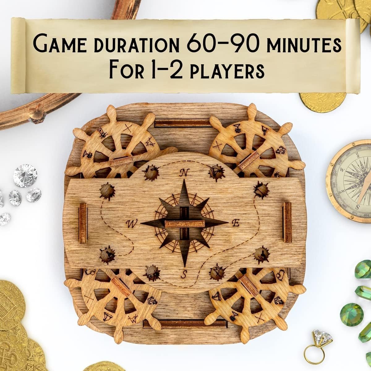 Pirate Escape Room Puzzle Box 3D Wooden Brain Teaser Secret Gift Box - Kwikley