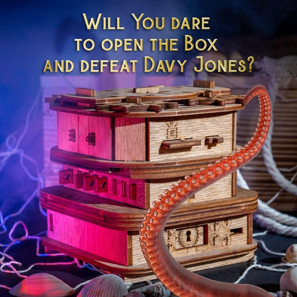 Pirate Escape Room Puzzle Box 3D Wooden Brain Teaser Secret Gift Box - Kwikley