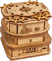 Pirate Escape Room Puzzle Box 3D Wooden Brain Teaser Secret Gift Box - Kwikley