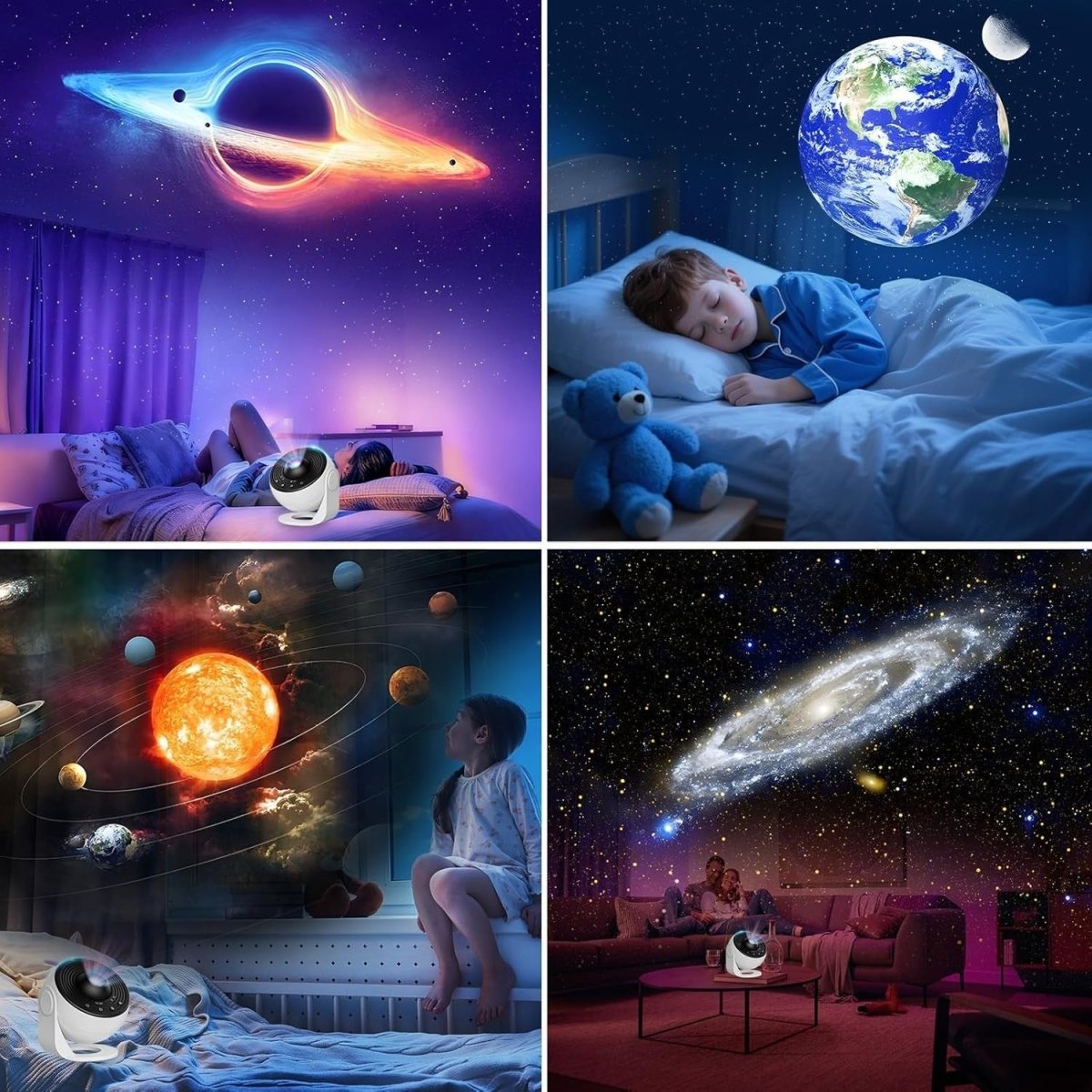 Planetarium Star Projector 12 Disc Galaxy Light 360° Rotating Night Lamp - Kwikley