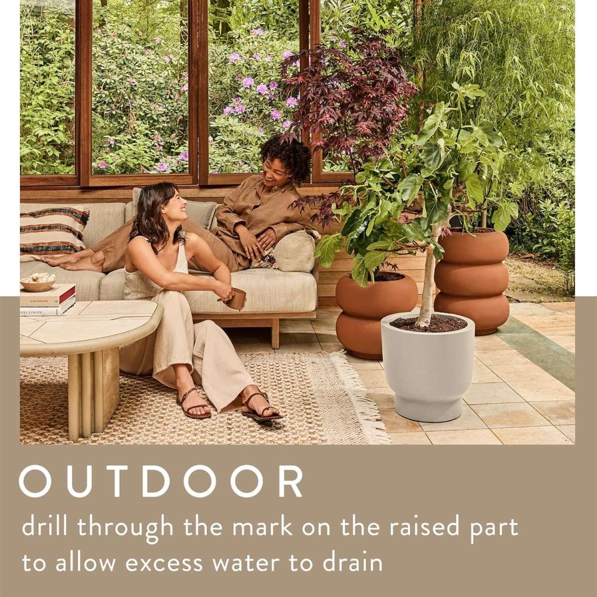 Plant Pot 43cm Caramel Indoor Outdoor Recycled Plastic - Kwikley