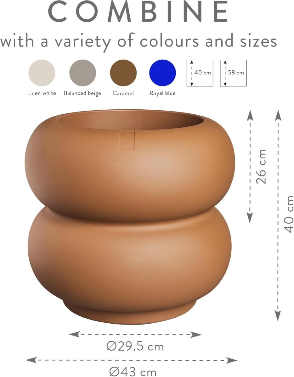 Plant Pot 43cm Caramel Indoor Outdoor Recycled Plastic - Kwikley