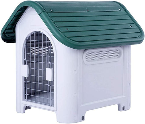 Plastic Dog Kennel House with Door | Outdoor Indoor Pet Shelter 75x60x66cm
