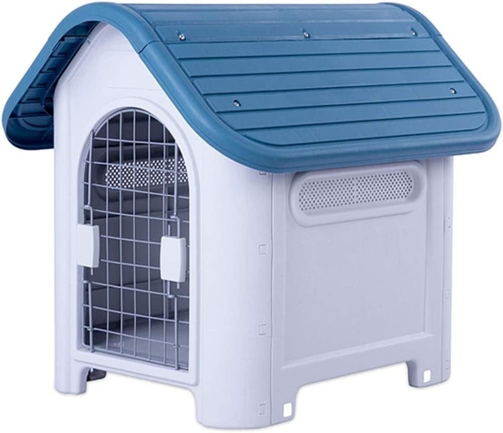 Plastic Dog Kennel House with Door | Outdoor Indoor Pet Shelter 75x60x66cm - Kwikley