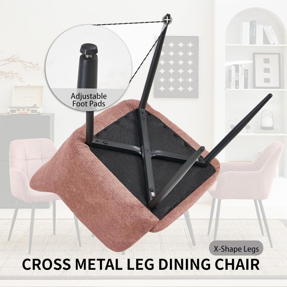 Plush Chenille Armchairs Set of 2 Dining Accent Chairs Metal Legs - Kwikley