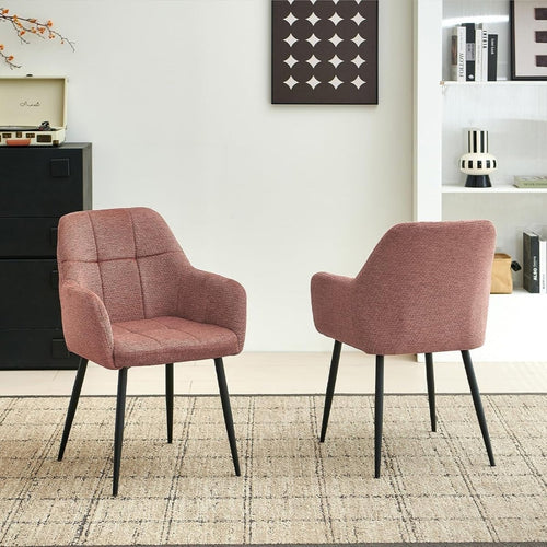 Plush Chenille Armchairs Set of 2 Dining Accent Chairs Metal Legs - Kwikley