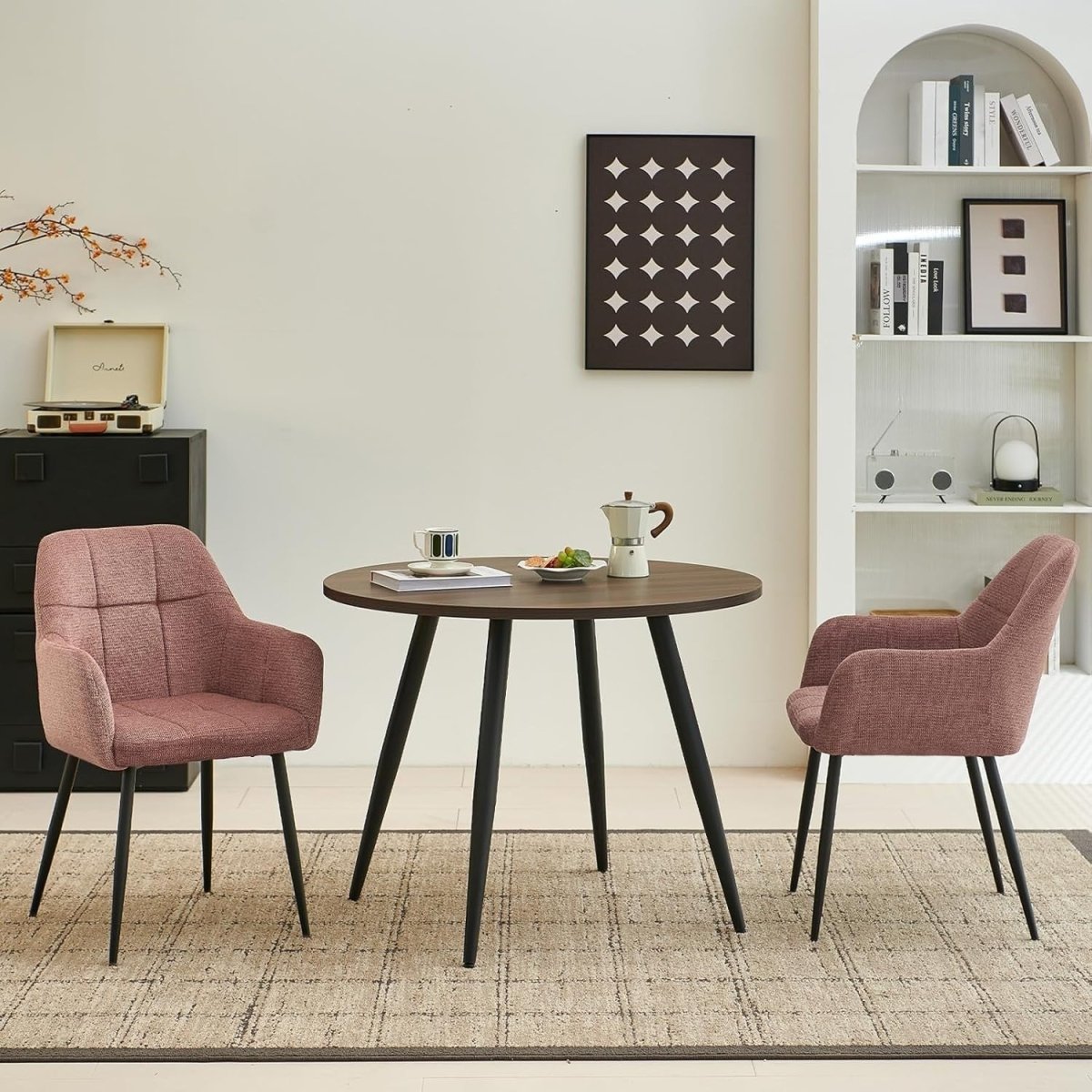 Plush Chenille Armchairs Set of 2 Dining Accent Chairs Metal Legs - Kwikley