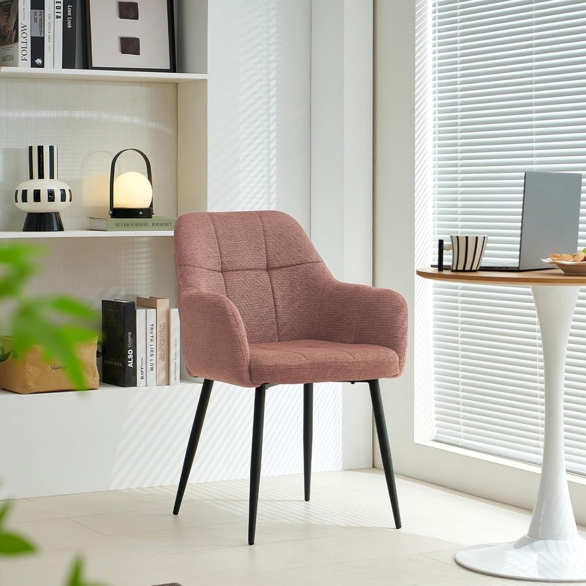 Plush Chenille Armchairs Set of 2 Dining Accent Chairs Metal Legs - Kwikley