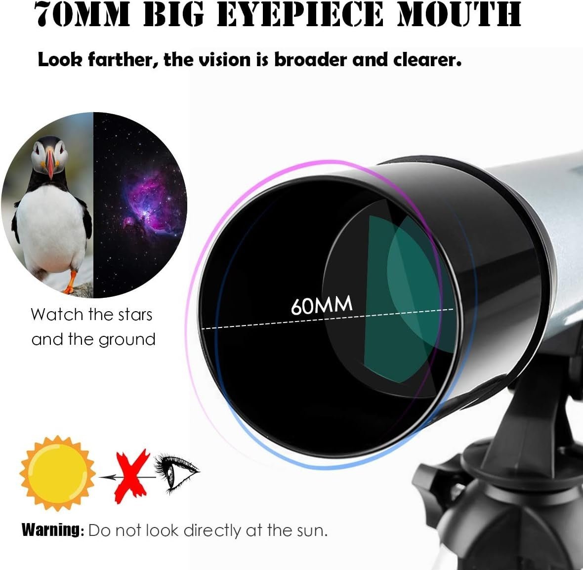 Pocket Telescope 30x25 HD Black | Waterproof | Night Vision | Portable - Kwikley