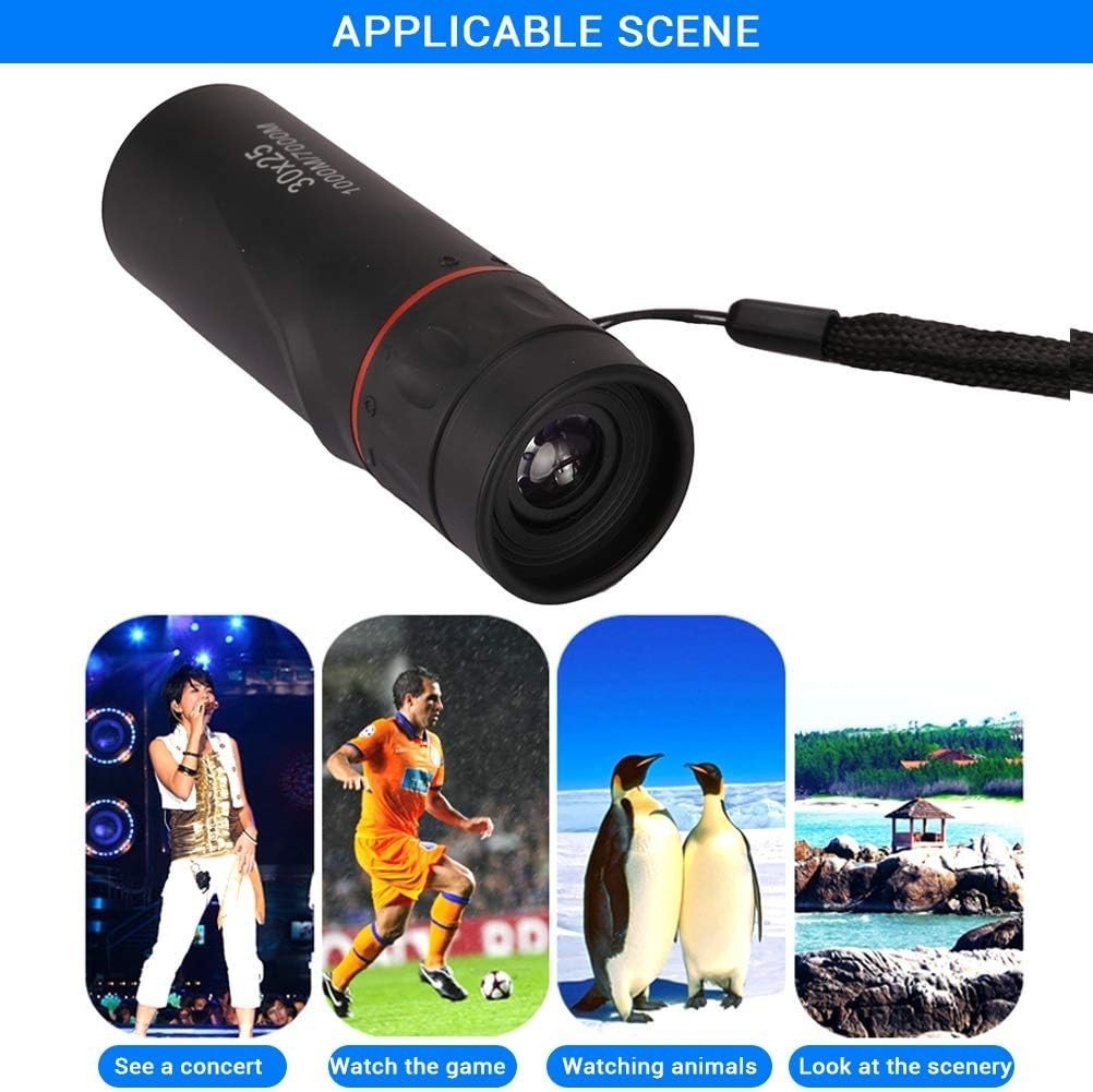 Pocket Telescope 30x25 HD Black | Waterproof | Night Vision | Portable - Kwikley