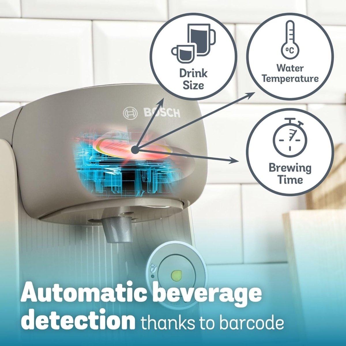 Pod Coffee Machine with Intensity Boost | One - Touch Brewing | Compact 0.7L Cream - Kwikley