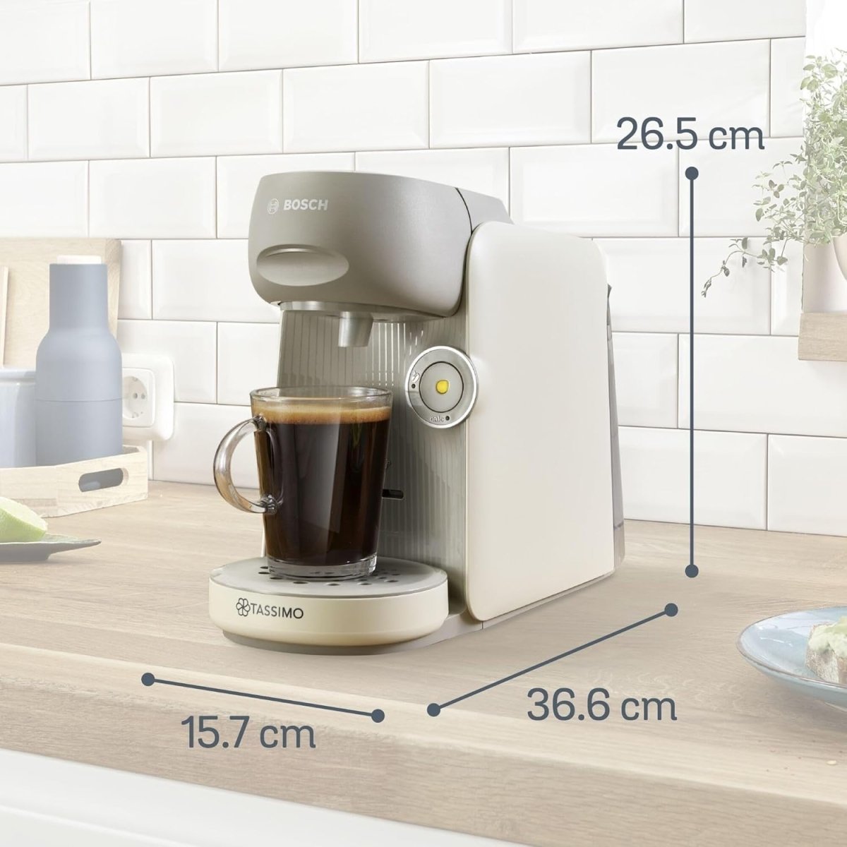 Pod Coffee Machine with Intensity Boost | One - Touch Brewing | Compact 0.7L Cream - Kwikley