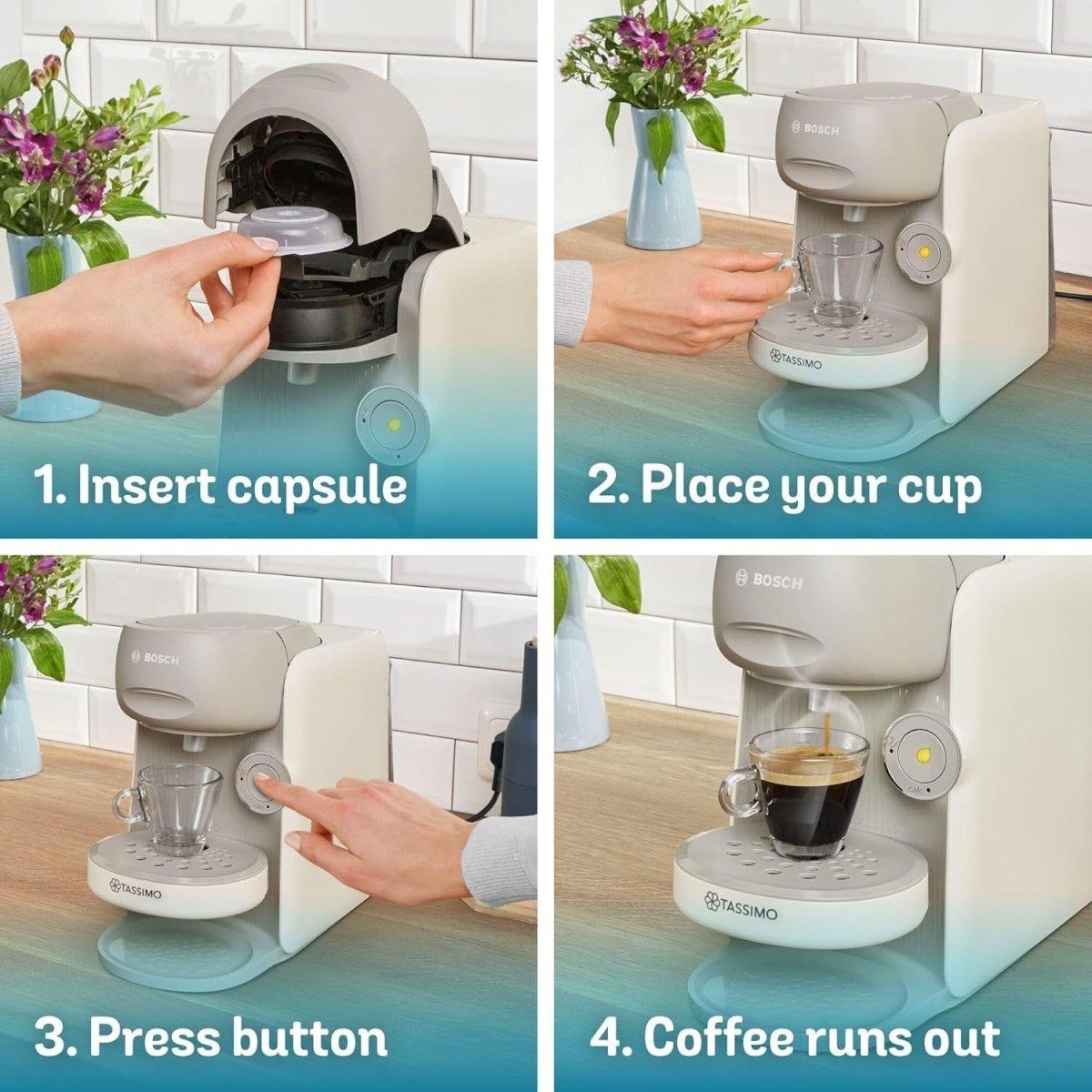 Pod Coffee Machine with Intensity Boost | One - Touch Brewing | Compact 0.7L Cream - Kwikley