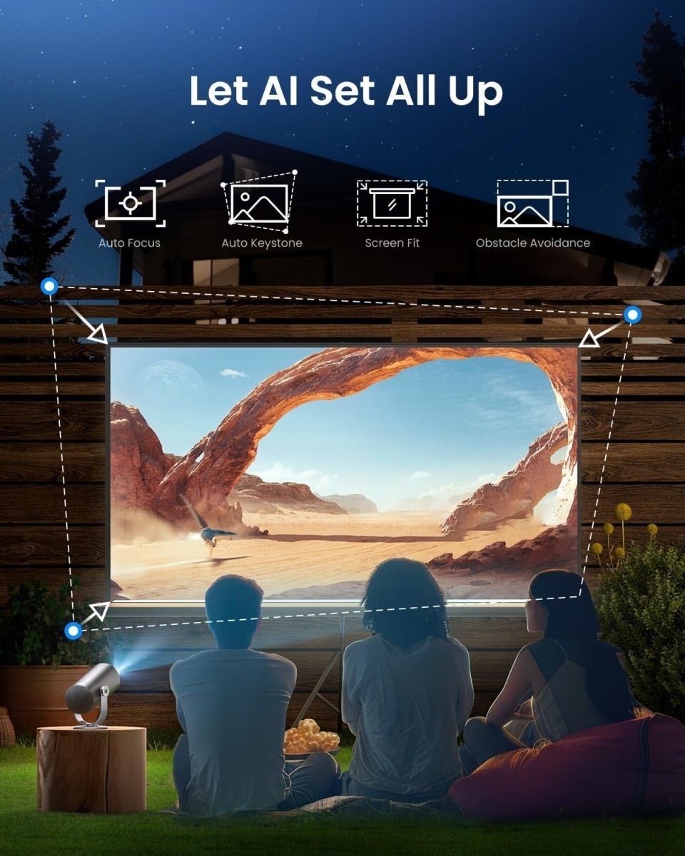 Portable 1080P Smart Projector Google TV Netflix Battery WiFi Bluetooth - Kwikley