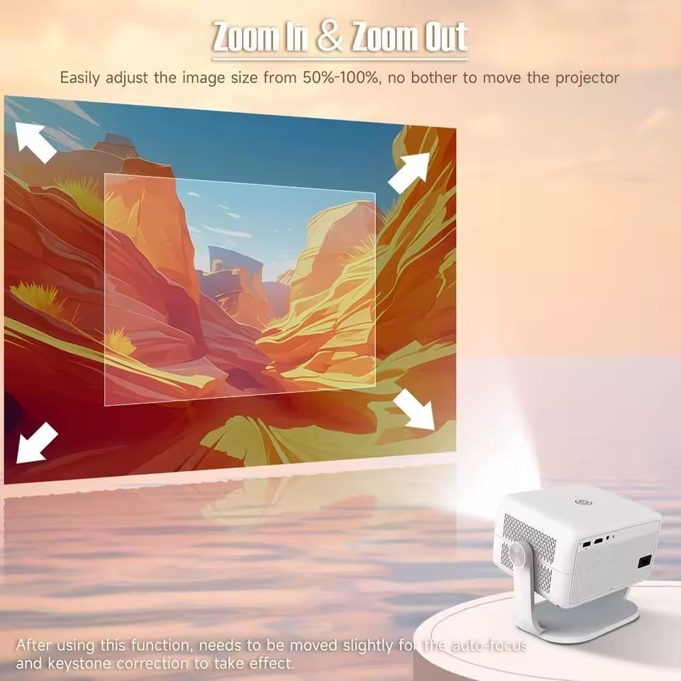 Portable 4K Smart Projector 1080P 650 ANSI WiFi 6 Auto Focus 360° - Kwikley