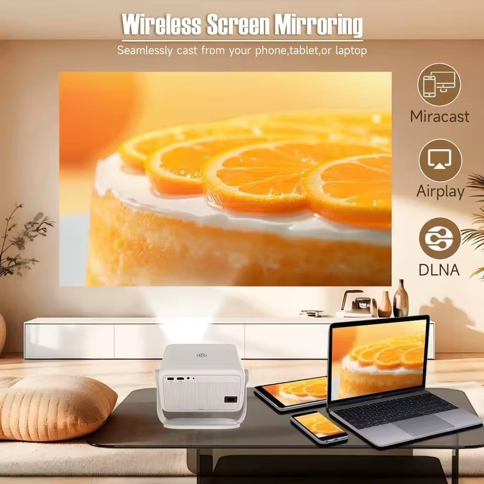 Portable 4K Smart Projector 1080P 650 ANSI WiFi 6 Auto Focus 360° - Kwikley