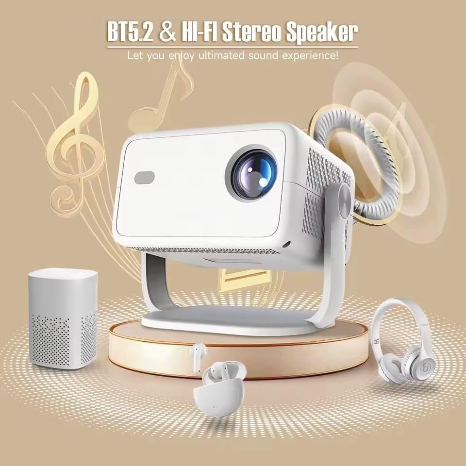 Portable 4K Smart Projector 1080P 650 ANSI WiFi 6 Auto Focus 360° - Kwikley