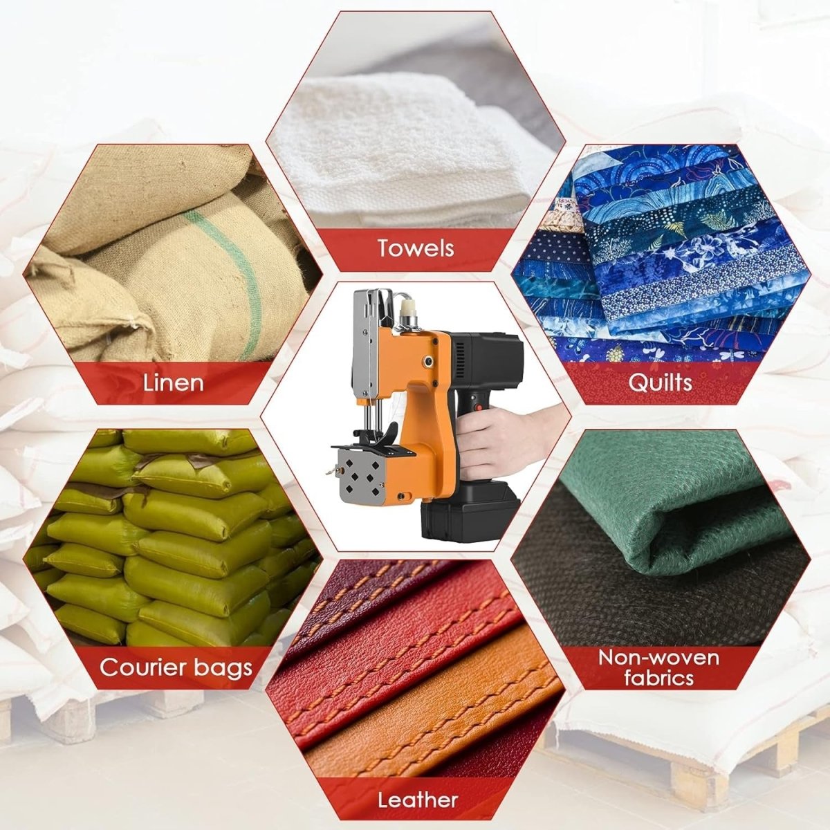 Portable Bag Sewing Machine Electric Heavy Duty Sack Woven Plastic Sealer - Kwikley
