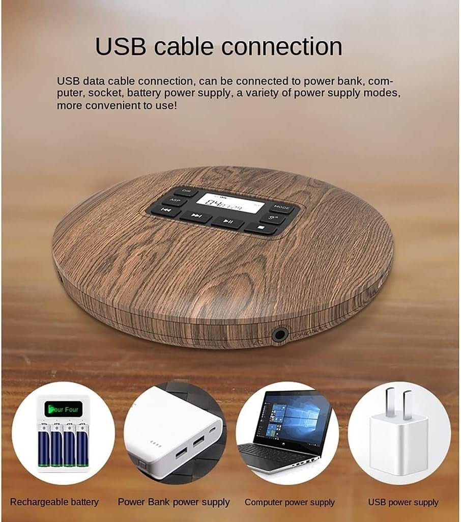 Portable Bluetooth CD Player Anti Shock AUX USB Car Home Music - Kwikley