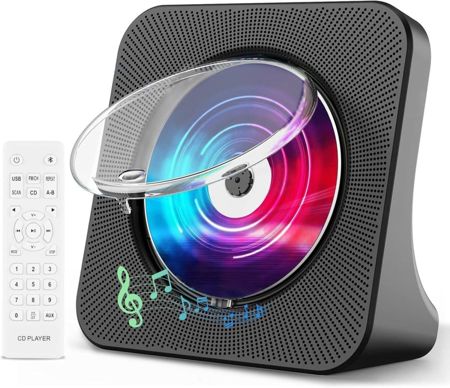 Portable Bluetooth CD Player HiFi Speakers FM Radio USB AUX Remote - Kwikley