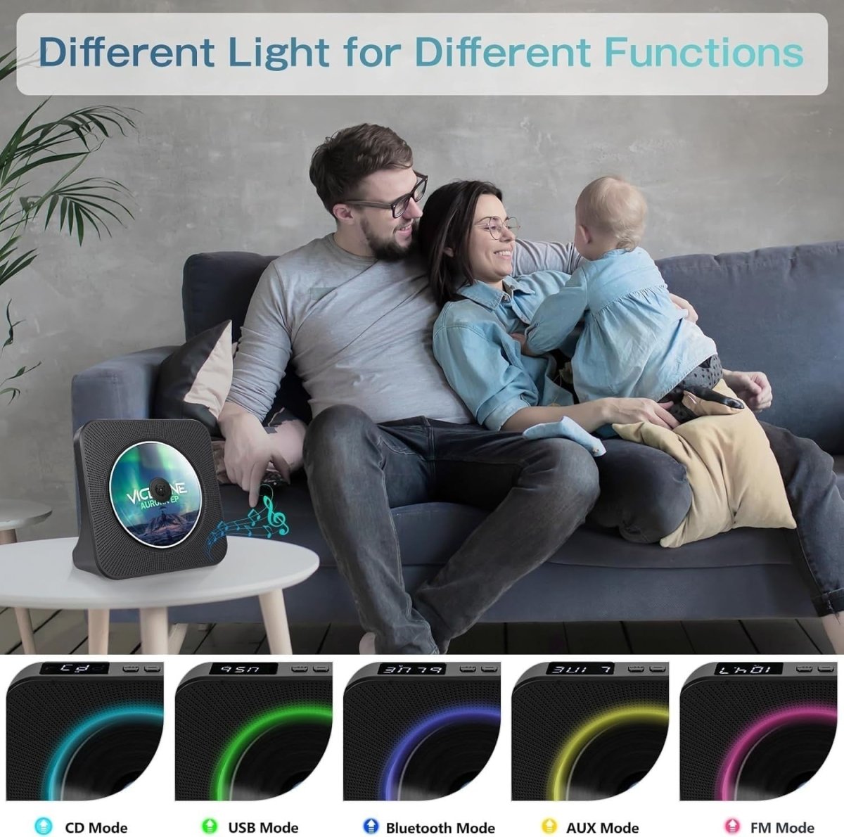 Portable Bluetooth CD Player HiFi Speakers FM Radio USB AUX Remote - Kwikley
