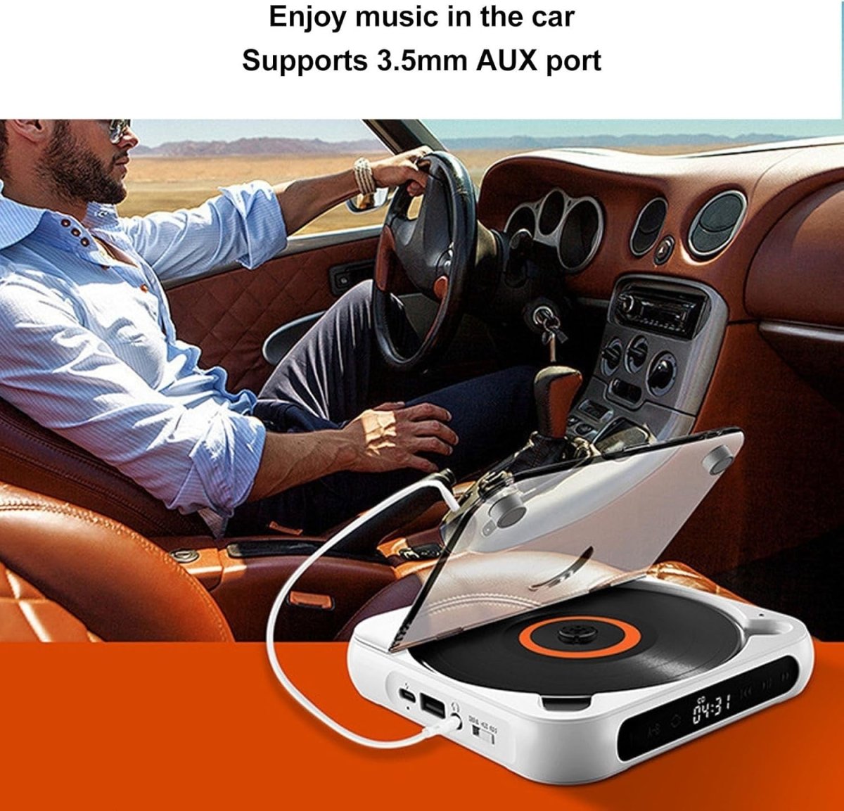 Portable Bluetooth CD Player Rechargeable LCD USB AUX w/ Earphones - Kwikley