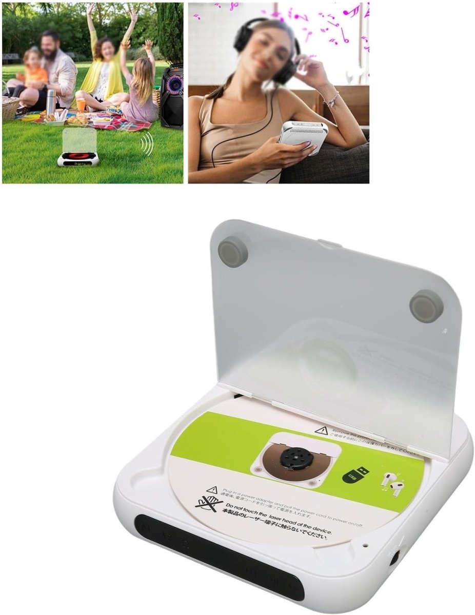 Portable Bluetooth CD Player Rechargeable LCD USB AUX w/ Earphones - Kwikley