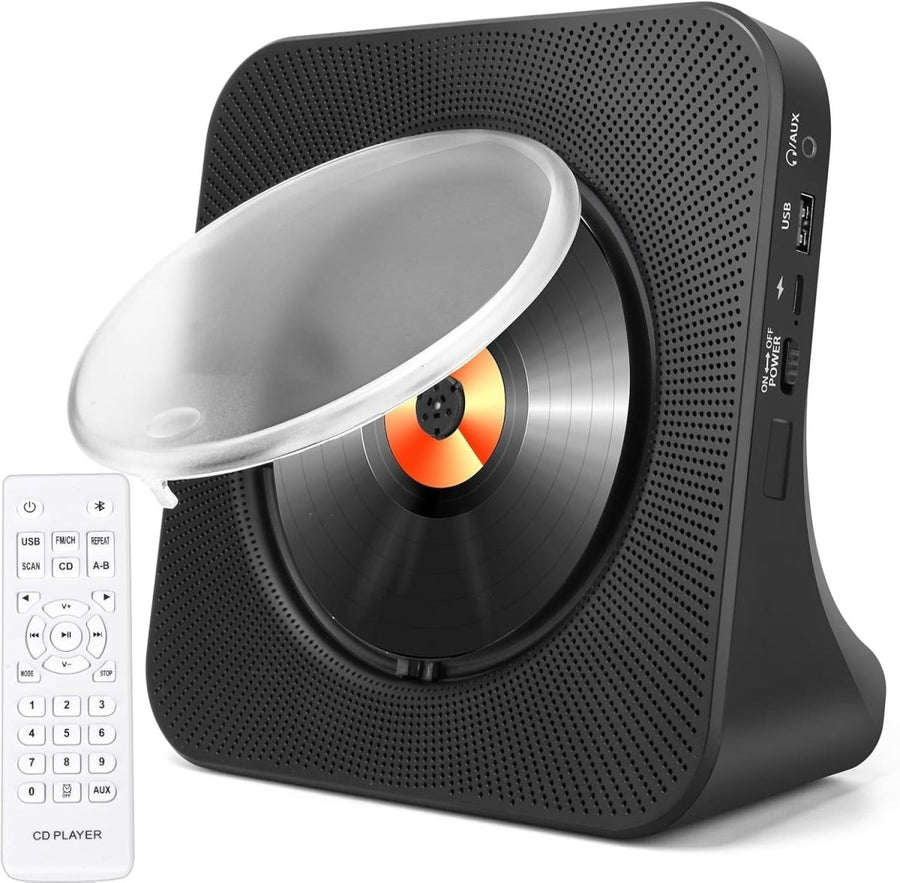 Portable Bluetooth CD Player with HiFi Speakers FM Radio Remote Aux USB - Kwikley