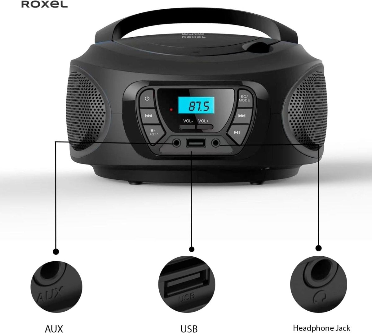 Portable Boombox CD Player Bluetooth FM Radio USB AUX Headphone Jack - Kwikley