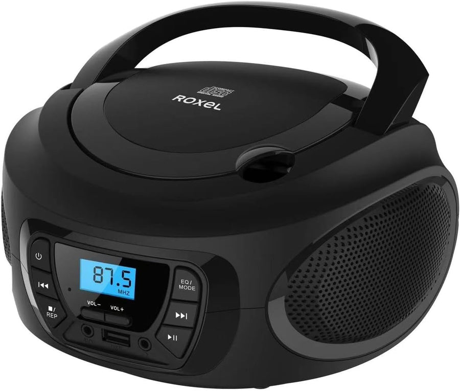 Portable Boombox CD Player Bluetooth FM Radio USB AUX Headphone Jack - Kwikley