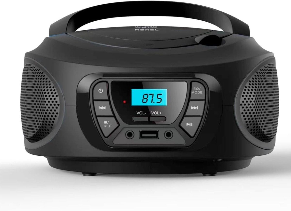 Portable Boombox CD Player Bluetooth FM Radio USB AUX Headphone Jack - Kwikley