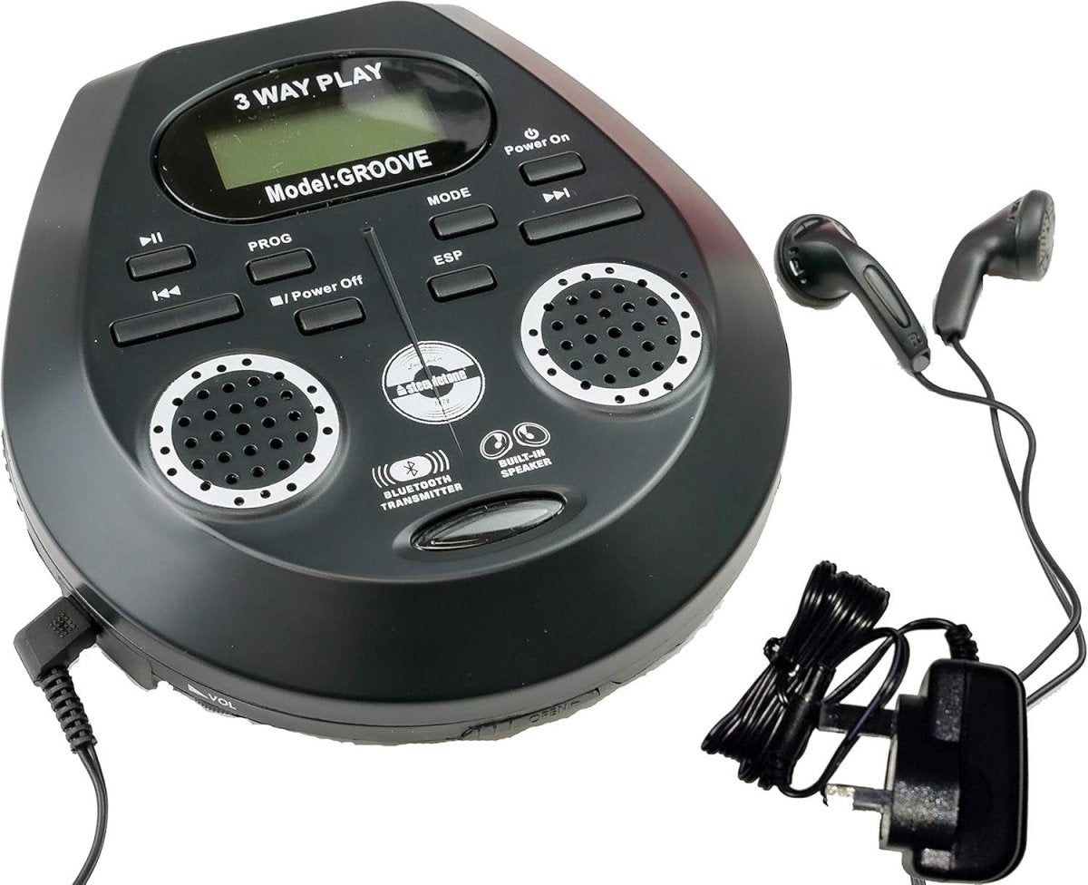 Portable CD Discman with Built - In Speakers Bluetooth Transmitter Stereo - Kwikley
