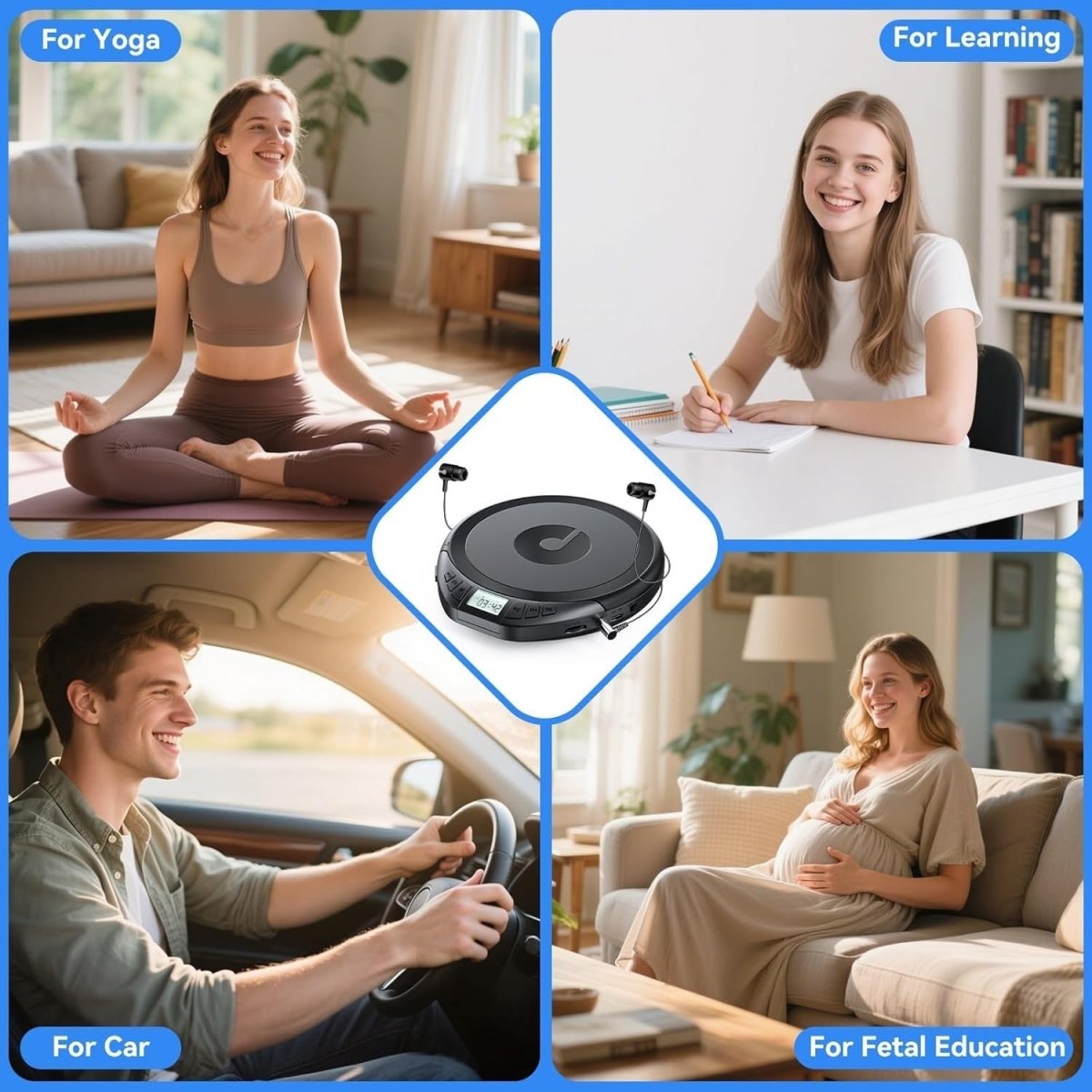 Portable CD Player Anti Skip LCD MP3 PROG Memory Headphones Black - Kwikley
