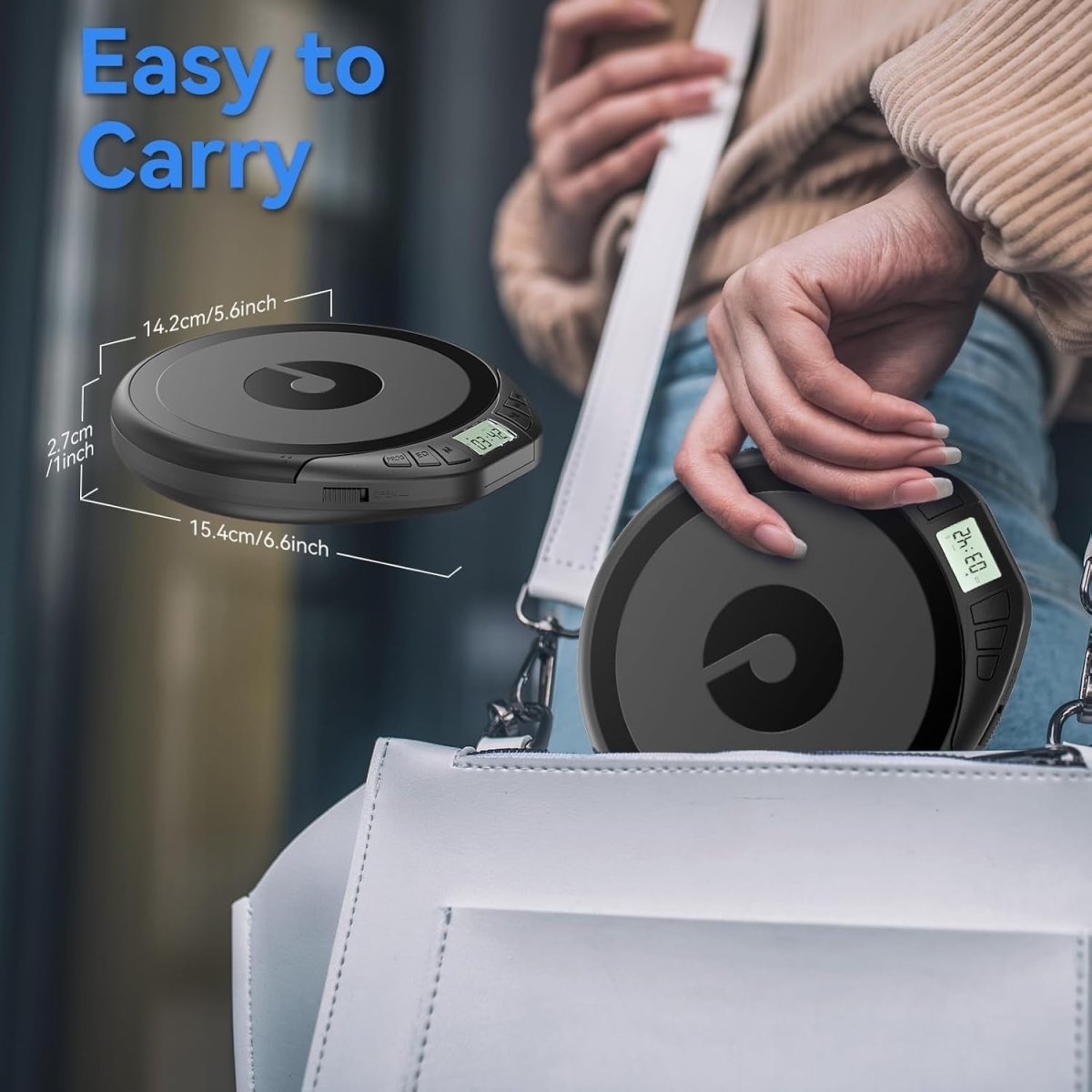 Portable CD Player Anti Skip LCD MP3 PROG Memory Headphones Black - Kwikley