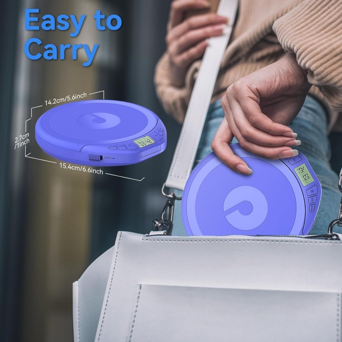 Portable CD Player Anti Skip LCD MP3 PROG Memory Headphones Blue - Kwikley