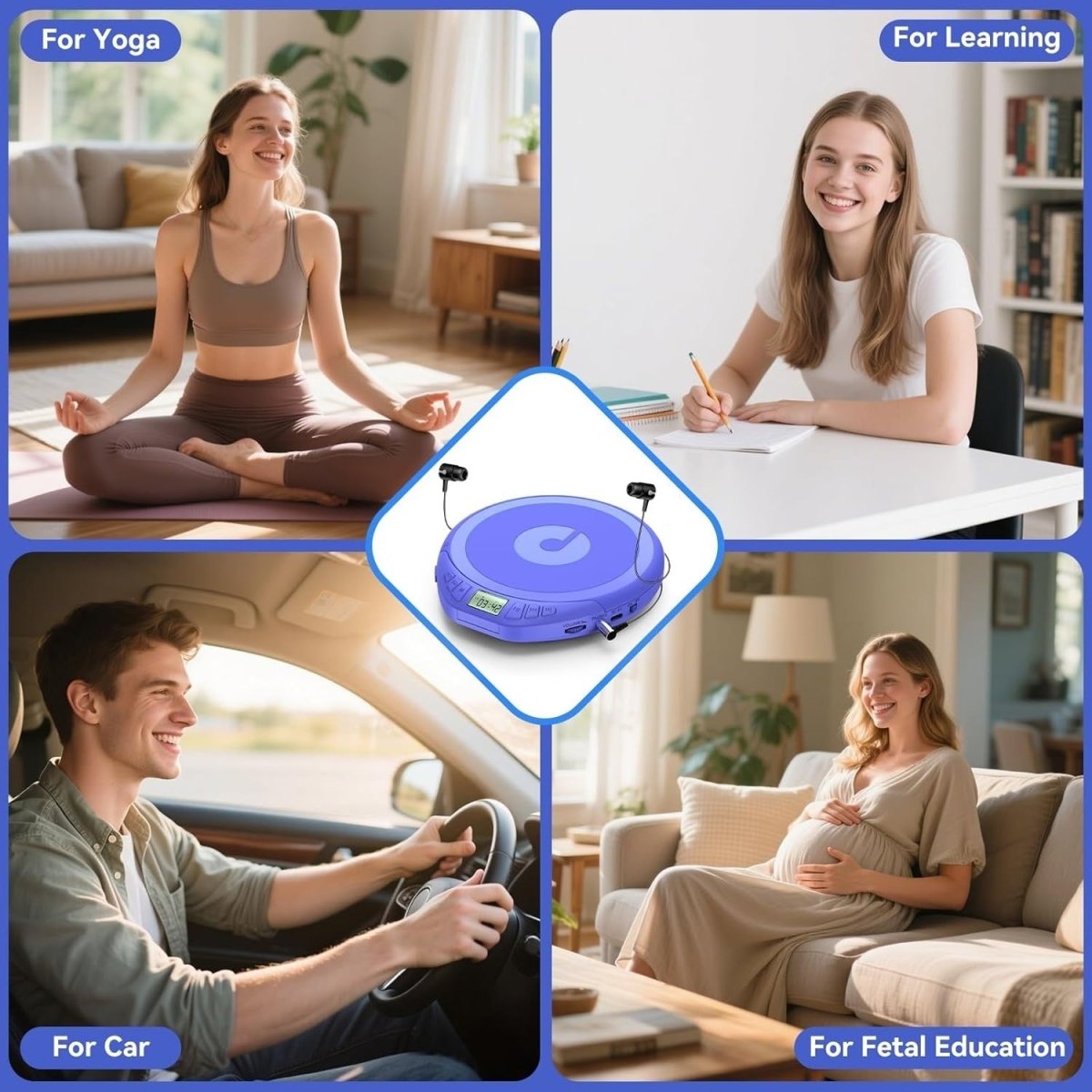 Portable CD Player Anti Skip LCD MP3 PROG Memory Headphones Blue - Kwikley