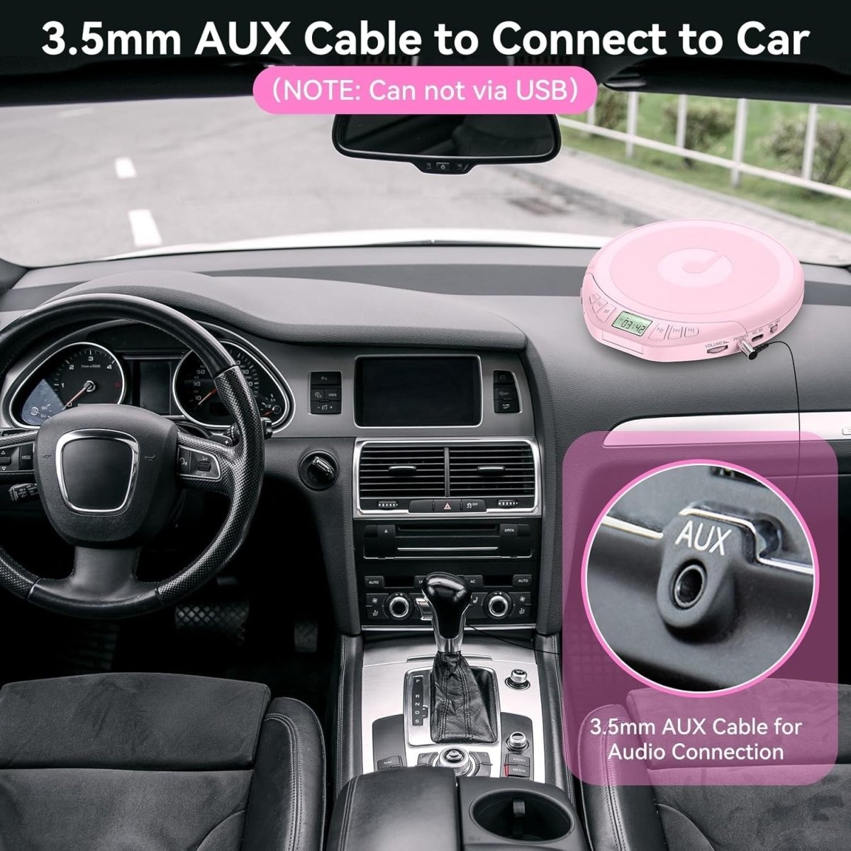 Portable CD Player Anti Skip LCD MP3 PROG Memory Headphones Pink - Kwikley