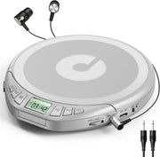 Portable CD Player Anti Skip LCD MP3 PROG Memory Headphones Silver - Kwikley