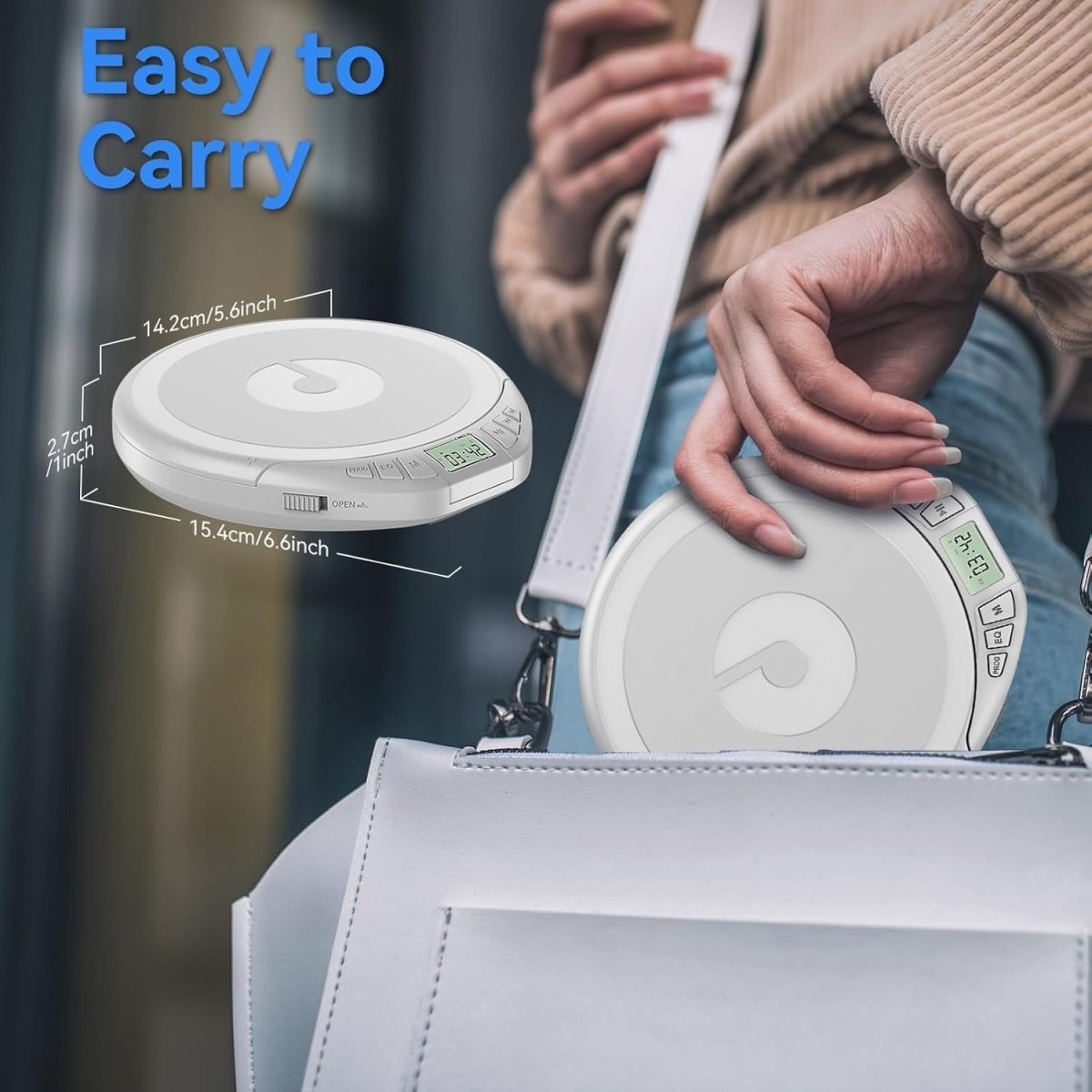 Portable CD Player Anti Skip LCD MP3 PROG Memory Headphones Silver - Kwikley