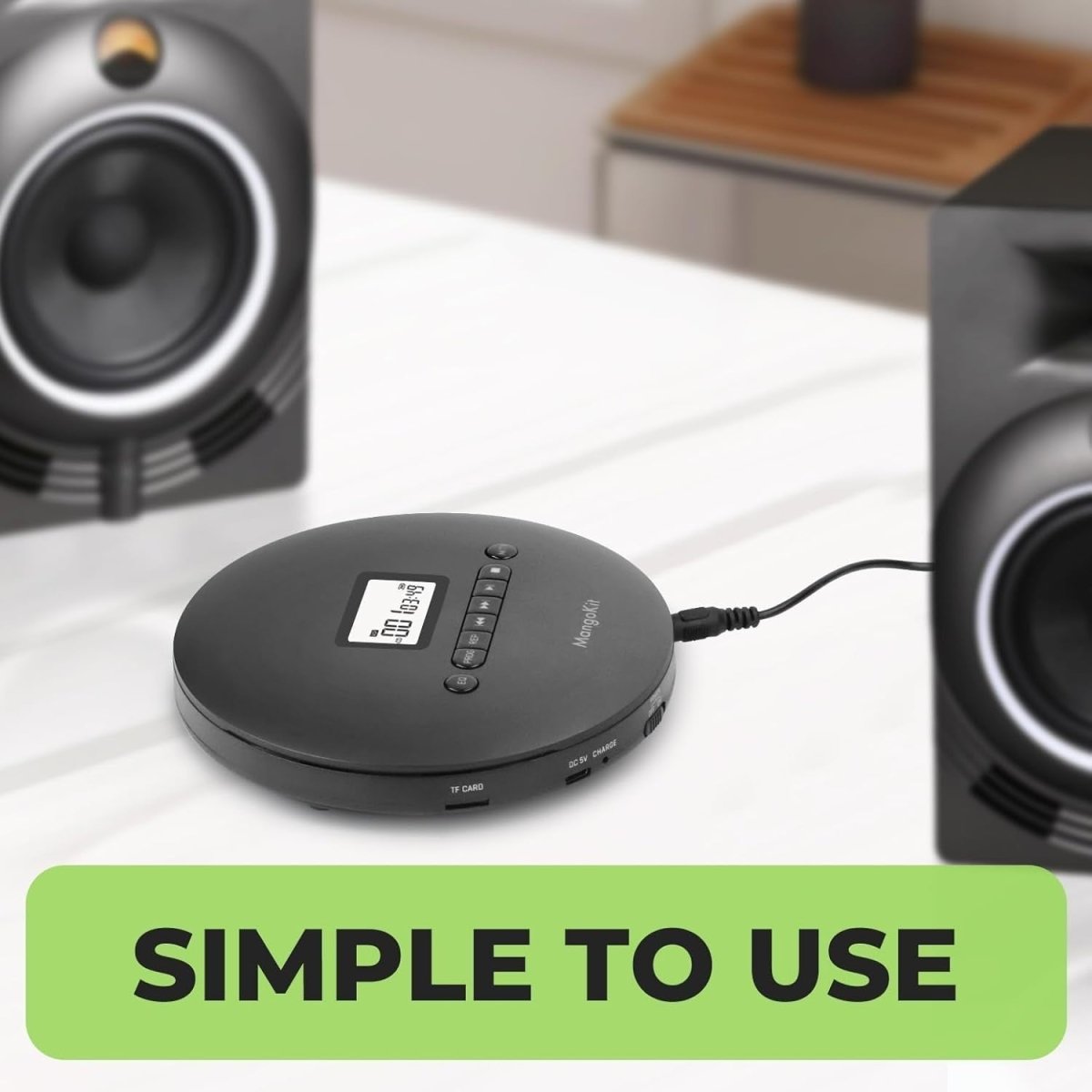 Portable CD Player Bluetooth 5.3 Anti Skip MP3 Rechargeable AUX - Kwikley
