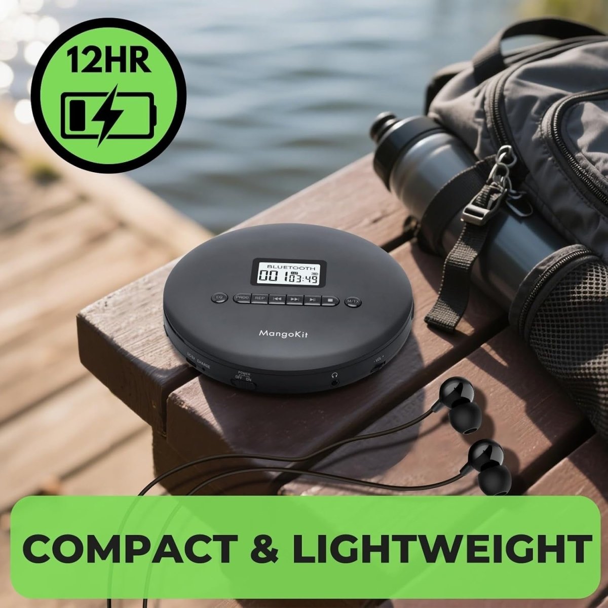 Portable CD Player Bluetooth 5.3 Anti Skip MP3 Rechargeable AUX - Kwikley