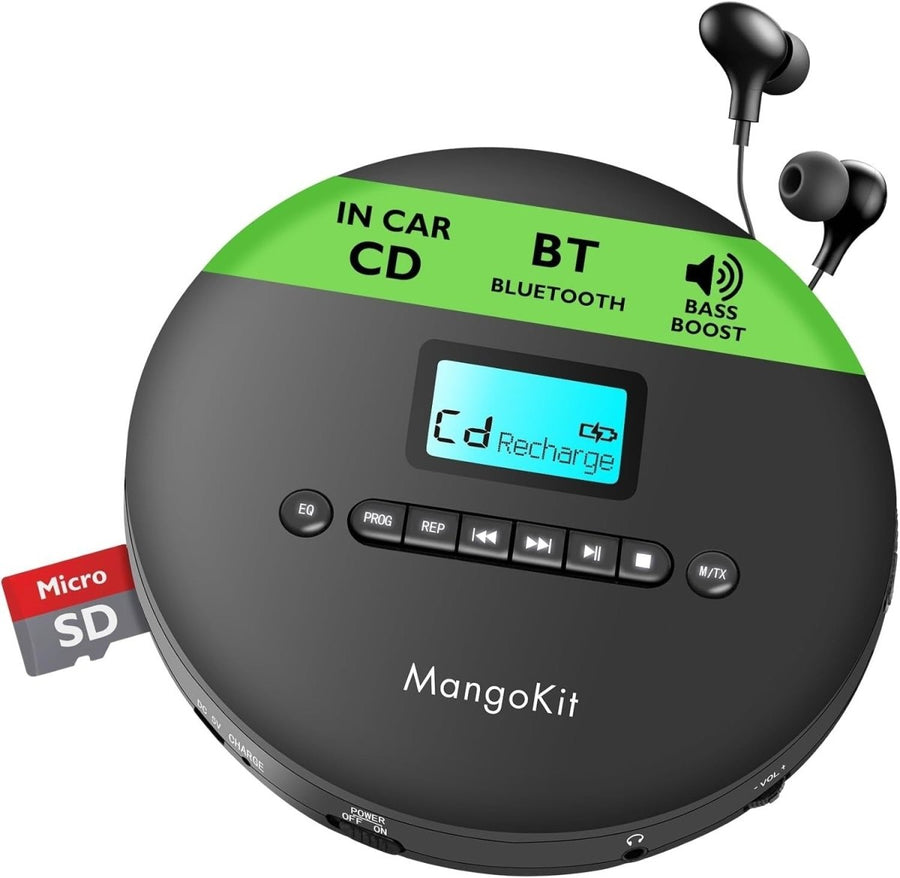 Portable CD Player Bluetooth 5.3 Anti Skip MP3 Rechargeable AUX - Kwikley