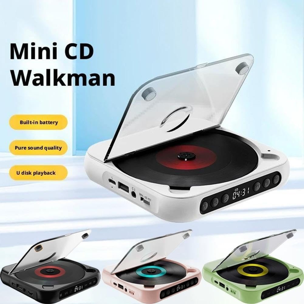 Portable CD Player Bluetooth 5.3 Anti Skip Rechargeable AUX Pink - Kwikley