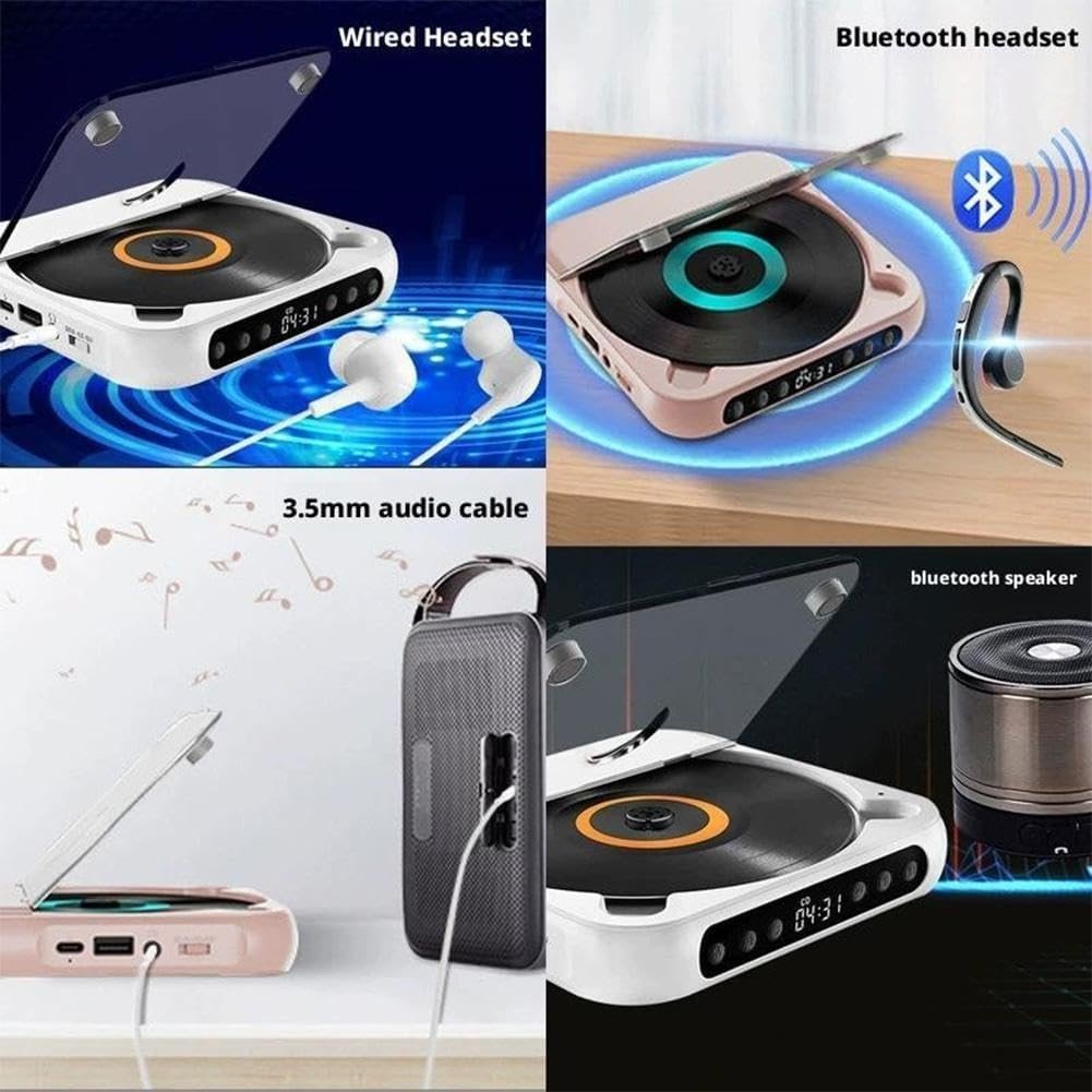 Portable CD Player Bluetooth 5.3 Rechargeable Anti Skip AUX - Kwikley
