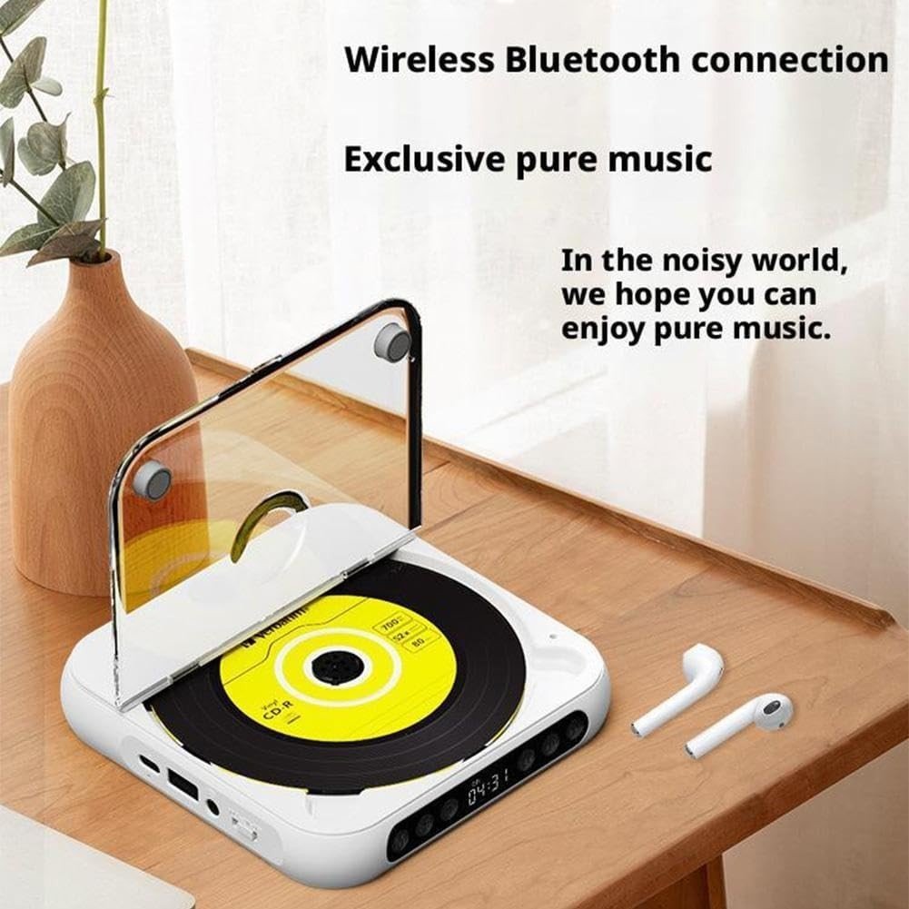 Portable CD Player Bluetooth 5.3 Rechargeable Anti Skip AUX White - Kwikley