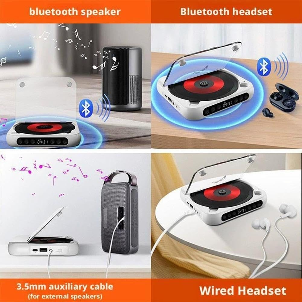 Portable CD Player Bluetooth 5.3 Rechargeable Anti Skip HiFi AUX - Kwikley