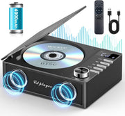 Portable CD Player Bluetooth 5.3 Rechargeable Speakers USB TF AUX Black - Kwikley