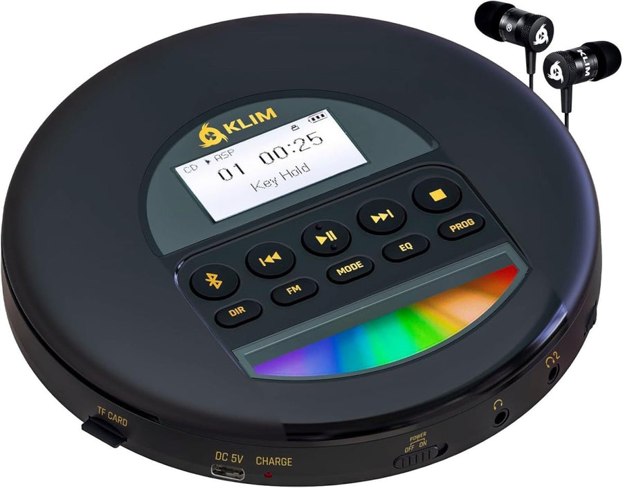 Portable CD Player Bluetooth FM Radio TF Card Anti Skip Headphones - Kwikley