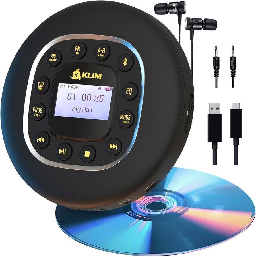 Portable CD Player Bluetooth FM Transmitter SD AUX Anti Skip Gold - Kwikley