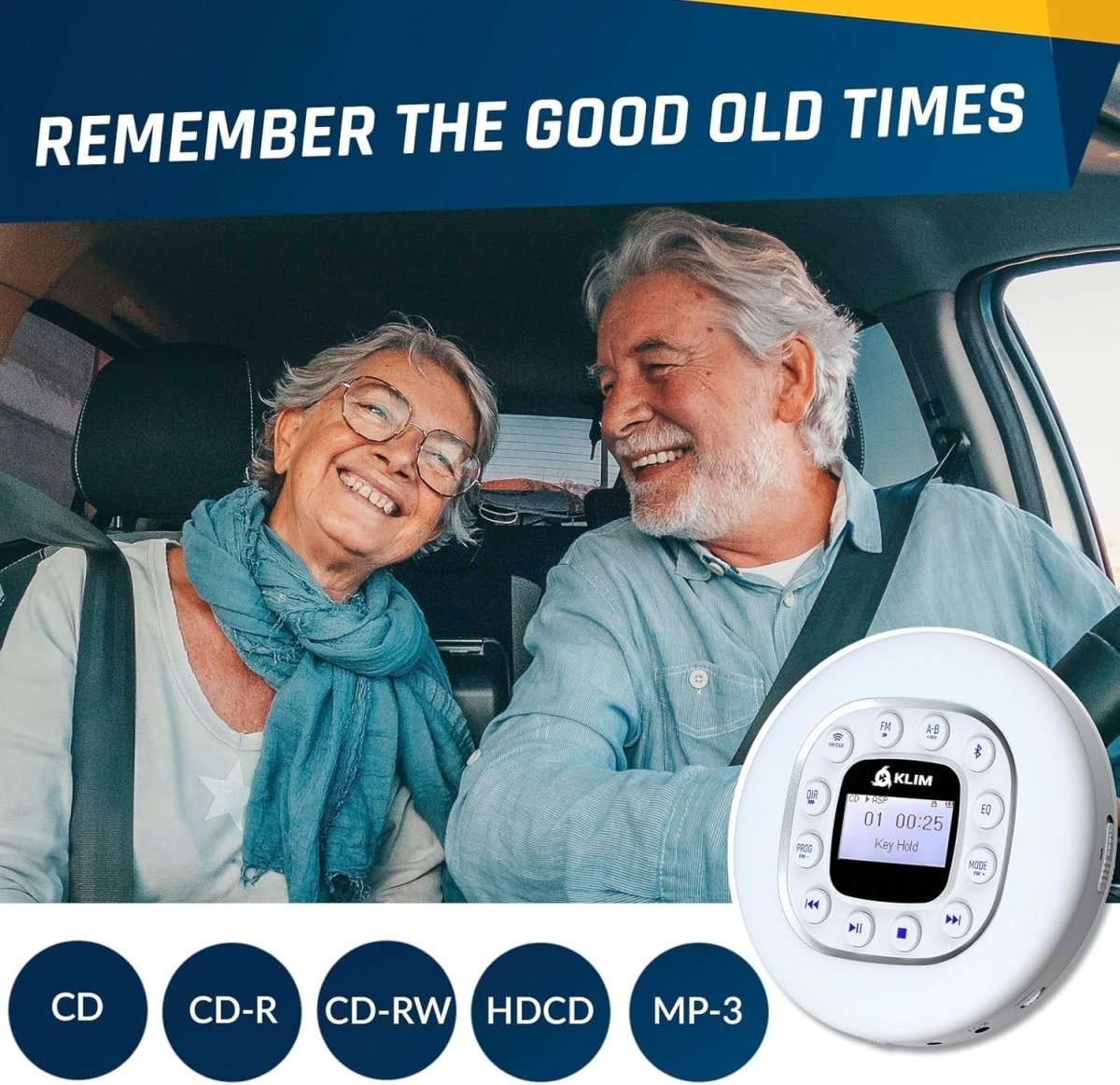 Portable CD Player Bluetooth FM Transmitter SD AUX Anti Skip White - Kwikley